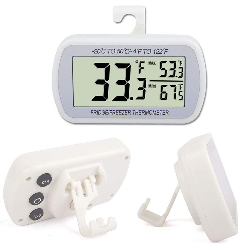 AEVETE Waterproof Digital Refrigerator Thermometer Large LCD, Freezer Room Thermometer