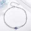 JERWLI Evil Eye Anklet Sterling Silver Evil Eye Layered Ankle