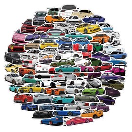 Racing Cars Sticker Set 100 Pieces Sports Car Decoration for Car Laptop Skateboard Bicycle Moped Motorcycle Bicycle Computer Suitable for Adults Children
