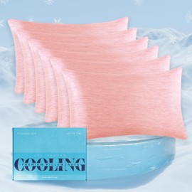 Elegant Comfort Premium Cooling Pillowcase Set for Hot Sleepers, 6-Piece Luxury Arc-Chill Pillowcases, Breathable Soft and Durable, Cold Reversible Pillow Covers for Hair and Skin, King, Light Pink