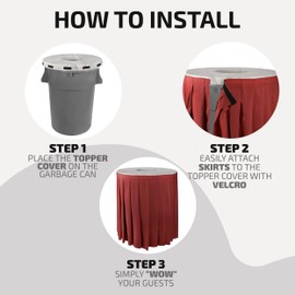 Marble Design Trash Can Topper with Blue Skirt, fits 44gal & 55gal Trash cans