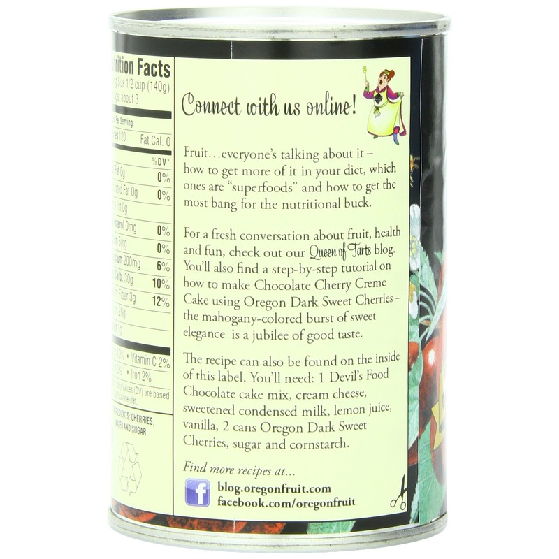 Oregon Fruit Products Dark Sweet Cherries in Heavy Syrup, 15