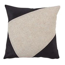 SARO LIFESTYLE Cleo Collection Geometric Velvet Design Throw Pillow with Down Filling, 18"x18", Black