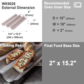 CHEFMADE Perforated Baguette Pan, 15-Inch 3 Wave Loaves Non-Stick Ultra-Ventilate French Bread Pan 2-Inch Channel for Oven Baking 15.2" x 9.6" (Champagne Gold)