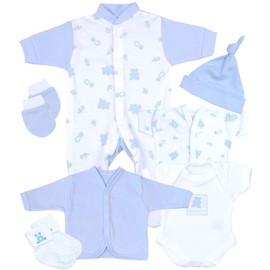 Babyprem 7 Piece Premature Early Baby Clothes Starter Gift Pack 44-50cm 5.5-7.5lb BLUE