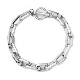 MEMORYPUB BFGFGO Stainless Steel Cuban OT Link Bracelet, 8mm Width, 8.3", titanium steel Plated Chain Wrist Bracelets for Men Women, Large, Metal, no gemstone