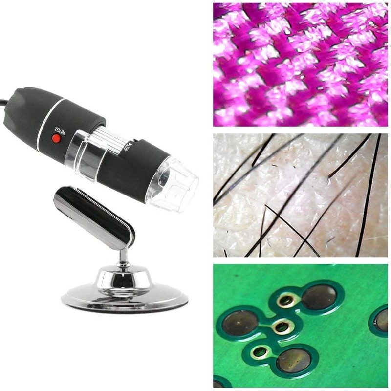 USB Digital Microscope 40X-1000X, 8 LED Endoscope Camera with Carrying