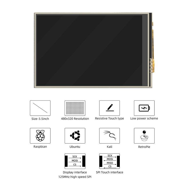 CUQI 3.5 Inch Touchscreen for Raspberry Pi 5, 480 x