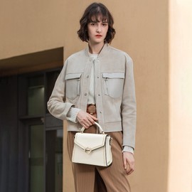 NICOLE & DORIS Women Small Handbags Crossbody Bag Fashion Top Handle Bags Pearl Shoulder Bag PU Leather Messenger Bags Purse Phone Bag White