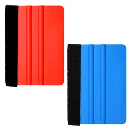 Lotsdonxia 2 Pcs Felt Squeegees, Squeegee Scraper Tool Kit Felt Vinyl Squeegee with Polypropylene Materials for Bike Grooming, Cars, Trucks, Trailers(Red & Blue)