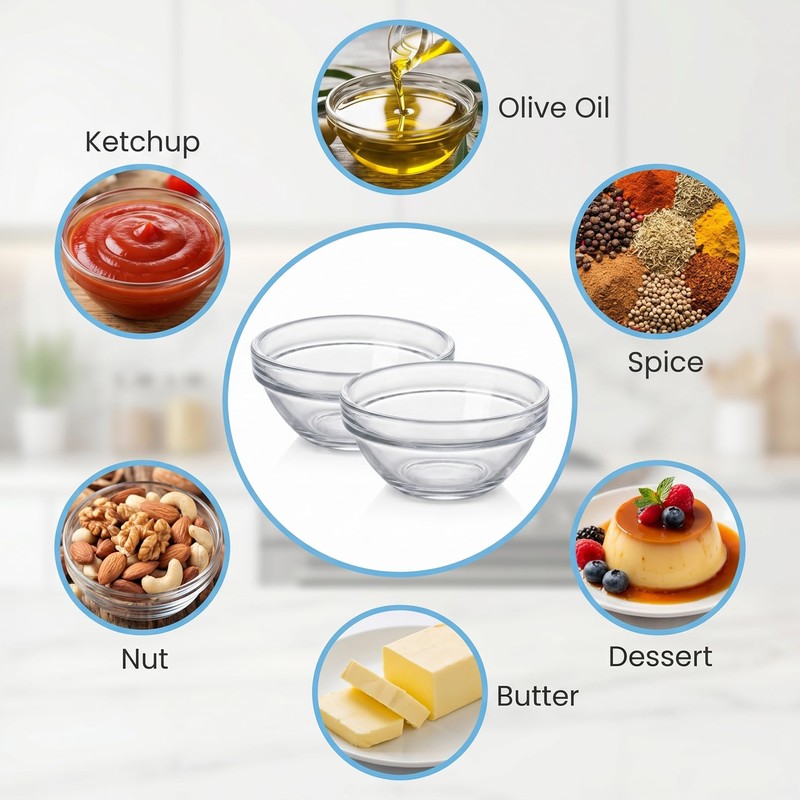 Bgtecho 8Pcs Small Glass Bowls, 3in 2.5oz Glass Pinch Bowl