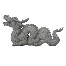 Galt International 28" Long Asian Dragon Resin Garden Statue China Loong Qing Dynasty Mythical Creature Chinese Mythology Outdoor Indoor Grey Stone Finish