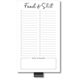 Evercio Food & Sh*t Grocery List Magnetic Notepad for Refrigerator | For Shopping Lists Fun Memo Note Pad for Fridge | Funny Office Gift for Coworkers | 4.5x7.5 Inches, 50 Sheets