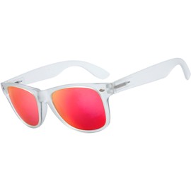 The Fresh Matte Frosted Frame Mirror Lens Spring Temple Horn Rimmed Sunglasses 53mm (Orange Red)