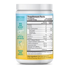 ABOUT YOUR COLLAGEN ABOUT YOUR COLLAGEN Peptide Energy Collagen Powder Hair, Nail, Skin, Type I & III,Caffeine for Energy, Vitamin C, Biotin, Hyaluronic Acid, Zero Sugar C 8.92 oz (Pina Colada)