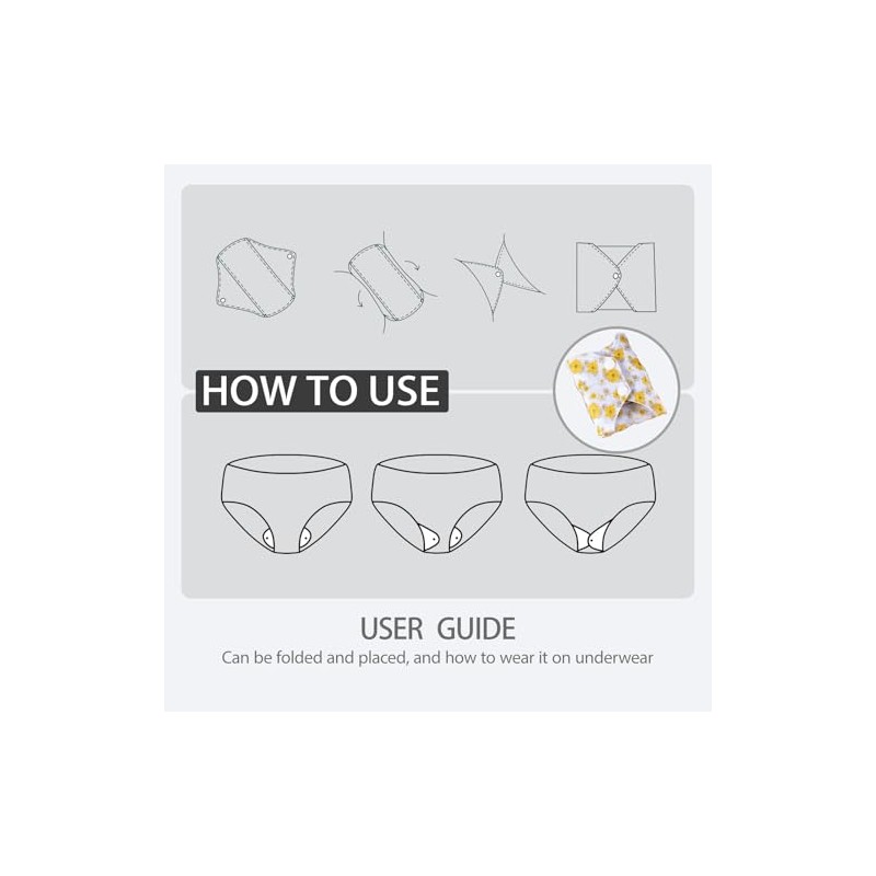 AIO Compresas menstruales de tela reutilizables y lavables, 8 compresas