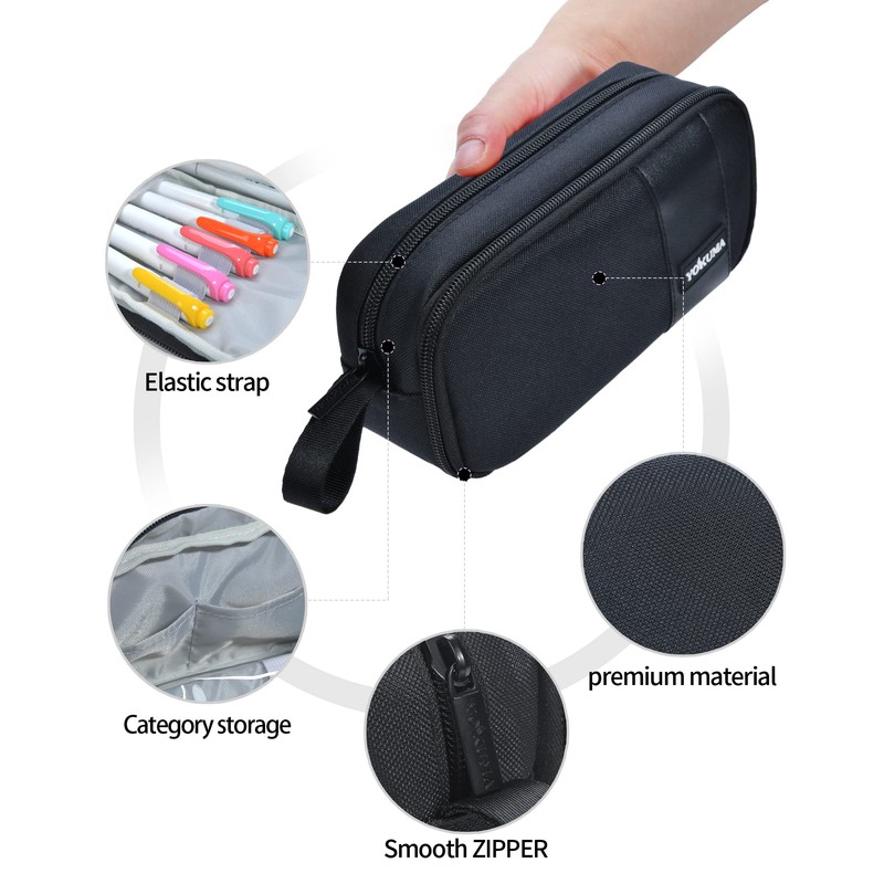 YOKUMA Pen Case, Pencil Case, Pouch, Transparent Window, Clear, Pen
