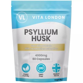 Psyllium Husk Capsules Fibre Supplement With Probiotic Acidophilus 4000mg Vegan