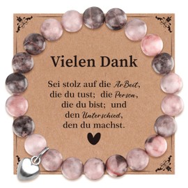 Rebundex Thank You Gifts Bracelet Women's Thank You Gift for Mum Teacher Nurse Leaving Gift Teacher Colleague Retirement Gift, natural zebra stone