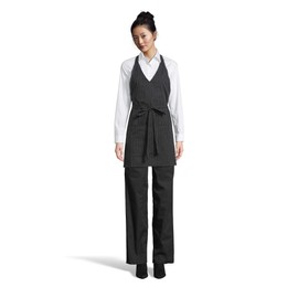 Uncommon Threads Unisex Formal V-Neck Bib Apron, 3 Pockets, Adjustable, Pin Stripe, One size