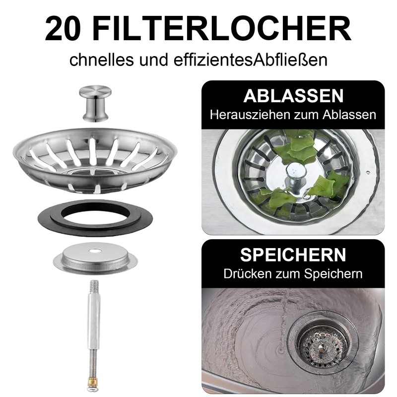Soiftra Universal Drain Plug, 82 mm Sink Height Adjustable Drain