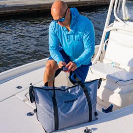 Buffalo Gear Insulated Fish Bag Cooler Flat Bottom-45QT Fishing Cooler Wateroproof Fish Kill Bag (Grey)