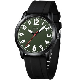 CIVO Men's Watches Easy to Read Watch with Large Numbers Analogue Waterproof Leather Strap Nylon Strap Rubber Band Quartz Watch, C2 Black, Strap.