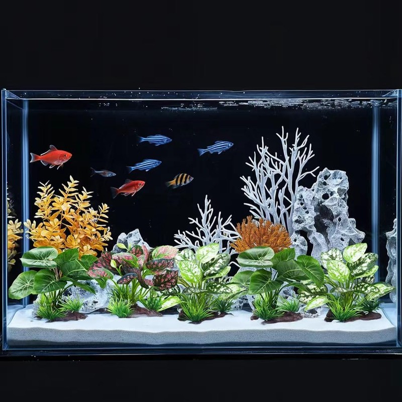 BEGONDIS 2Pcs Reptile Artificial Plants, Terrarium Plants Decorations Supplies, Aquarium