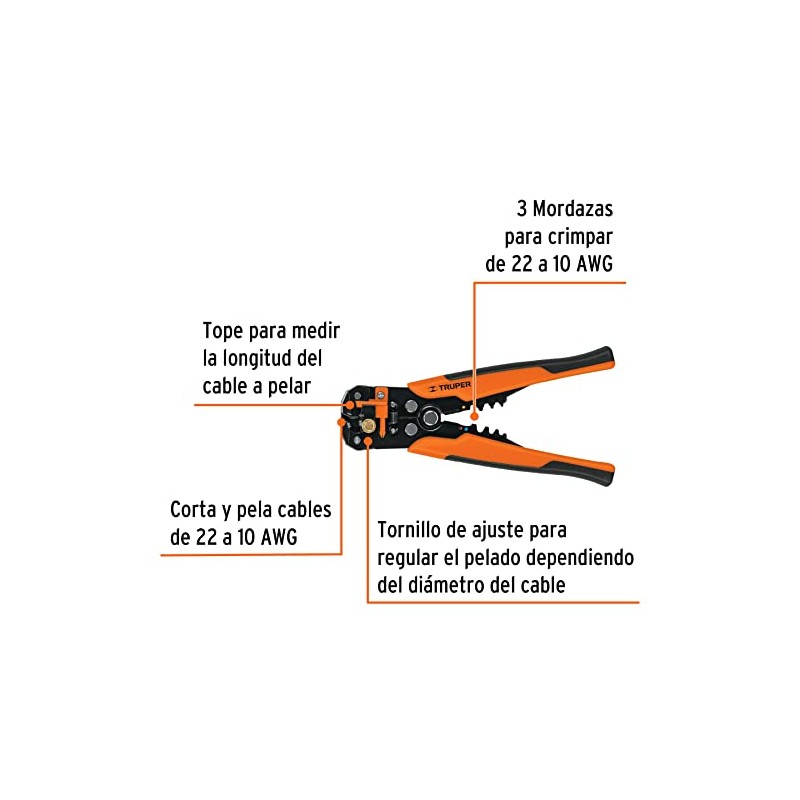 Truper PEC-AUT, Pinzas pelacables en acero, automática
