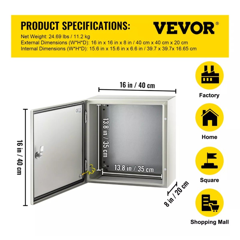 Vevor Gabinete Eléctrica De Acero Al Carbono De 40x40x20cm