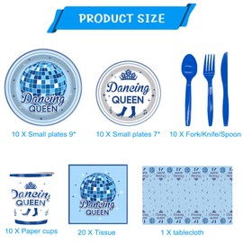 81Pcs Dancing Queen Party Tableware Set Dancing Queen Party Decoration Dancing Queen Birthday Party Supplies