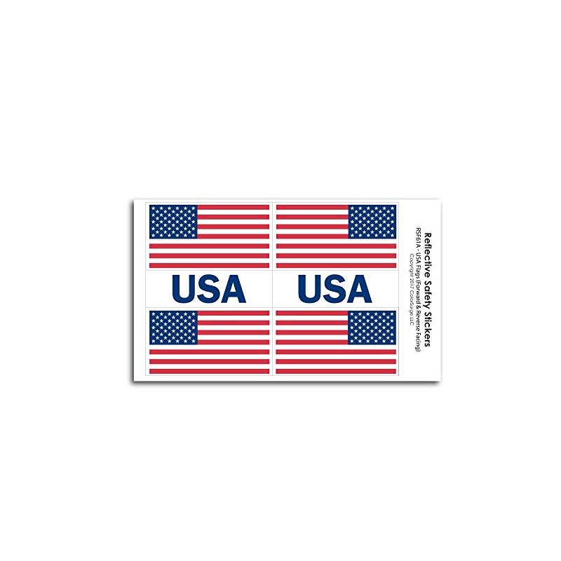 COOLHUBCAPS Reflective American Flag Decals (Forward and Rear Facing)