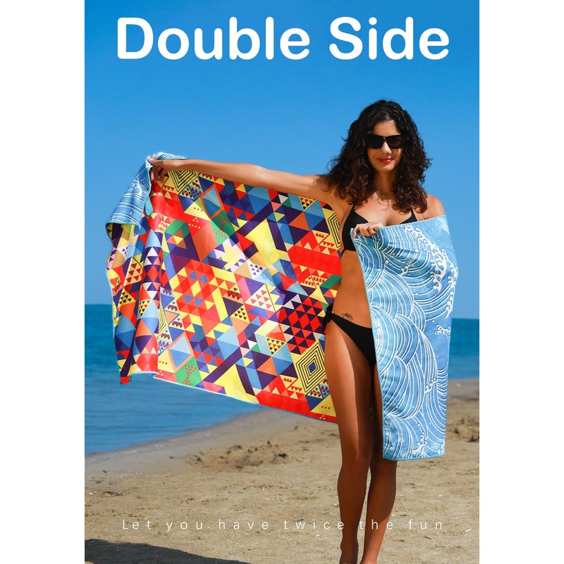 2 Pack Microfiber Lightweight Beach Towel Sand Free Quick Dry