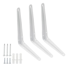 Hordion 12 Pack White Shelf Brackets 8 Inch, Heavy Duty L Bracket Right Angle Bracket Wall Mount Corner Brace for Floating Shelves Brack (8" x 6")