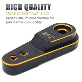 HOPLEX Aluminum Servo Horn 25T Steering Arm Upgrades for Standard Servo Motors Compatible with Traxxas TRX4 Axial SCX10 Tamiya 1/10 RC Crawler Truck(Black Gold)