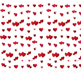 4m Valentines Bunting,Red Hearts Valentines Day Decorations,Glitter Valentine Bunting,Double Sided Metallic Paper Heart Banner,Hanging Love Heart Bunting,for Engagement Anniversary Valentines Day