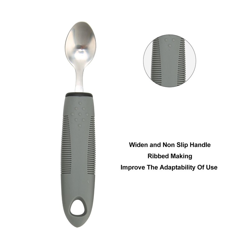 4pcs Adaptive Utensils Knife Fork Spoons Weighted Wide Handles Grey