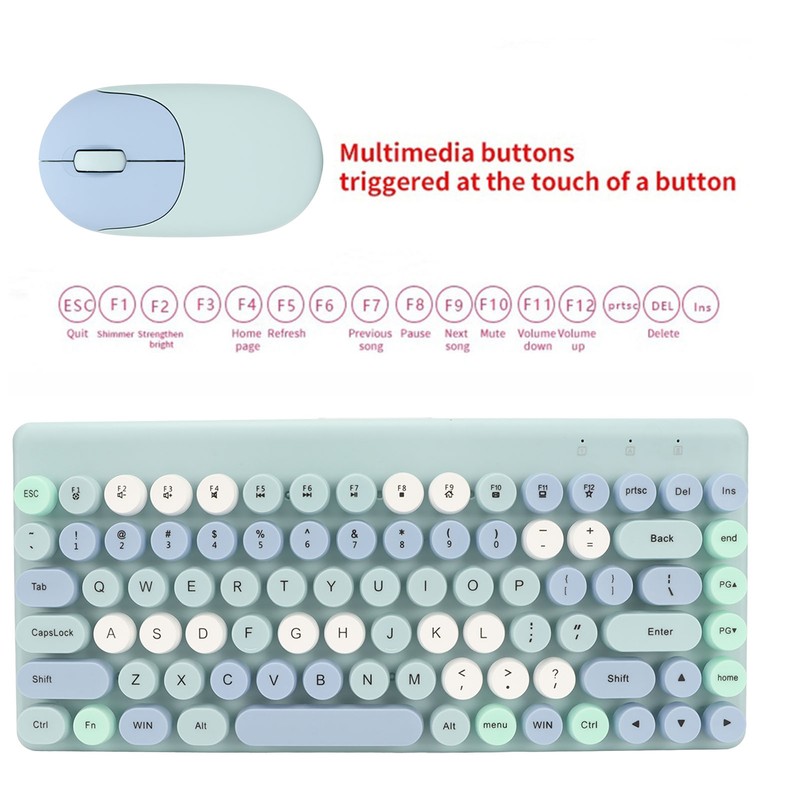 Wireless Keyboard Mouse Combo 2.4GHz Wireless Mouse 86 Keys Colorful