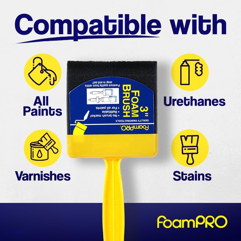FoamPRO 73-4, 3" Foam Brush With 4 Refills - Premium