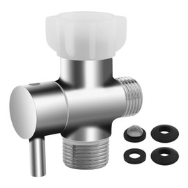 Bidet T Adapter, Leakproof 3 Way Tee Connector Bidet Attachment for Toilet, Brass Metal T-adapter with Shut Off Valve, 7/8” X 7/8” X 1/2”