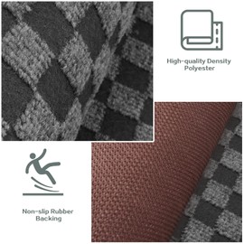 Custom Size Runner Rug 4 ft x 7 ft, 2-82ft Carpet Runners Hallway Entryway Kitchen Garage Laundry Room Area Rugs with Non-Slip Rubber Backing, Checkered Black