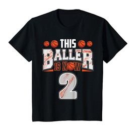 Kids Basketball player 2 Years Old Boy Basketball 2nd Birthday T-Shirt