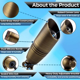 LED Spot Lights Outdoor 105 Landscape Light 7W MR16 LED Bulb - Solid Brass Metal Wall Light Security Lighting LED Yard Lights for Beautiful Bright Long Lasting Home Garden Patio Pool Lighting (4 Pack)