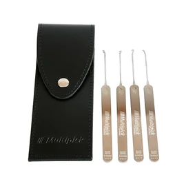 Multipick Extractor 4 Piece Hook Locksmith Tool Set Professional 0.6 mm in Leather Case – Remove Broken Keys and Other Foreign Bodies Even from Very Tight Lock