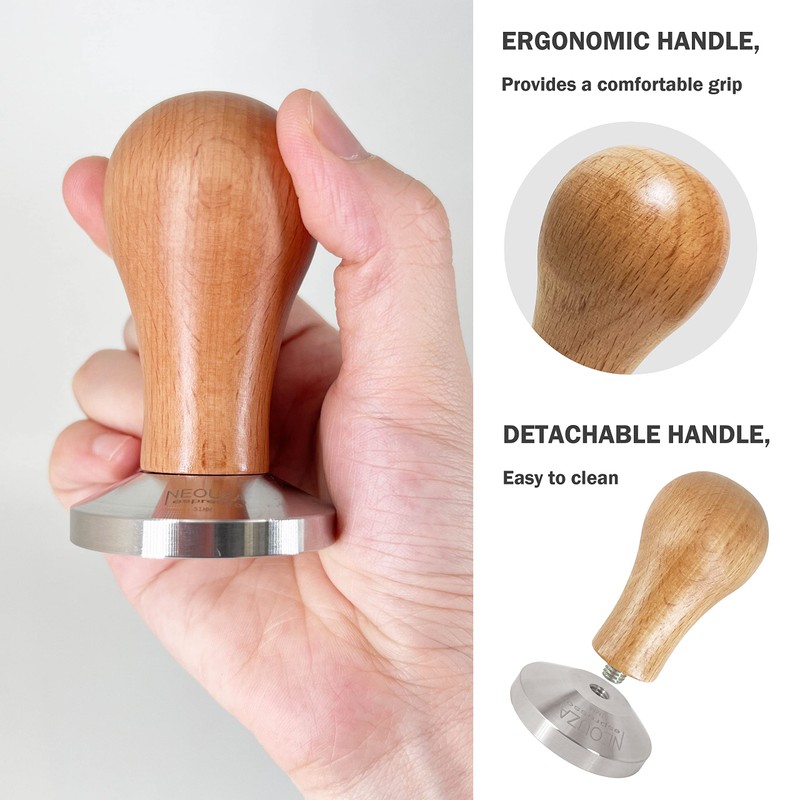 NEOUZA Barista Espresso Maker 53 mm with Wooden Handle and
