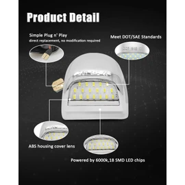Bestview License Plate Lights for Chevy Silverado GMC Sierra Chrome Housing