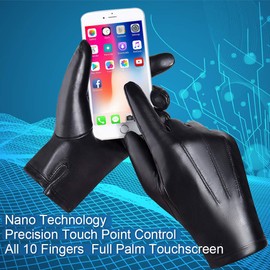 Sanfiland Men's Leather Gloves, Black Driving/Working Touchscreen Lambskin Cashmere Winter Mittens