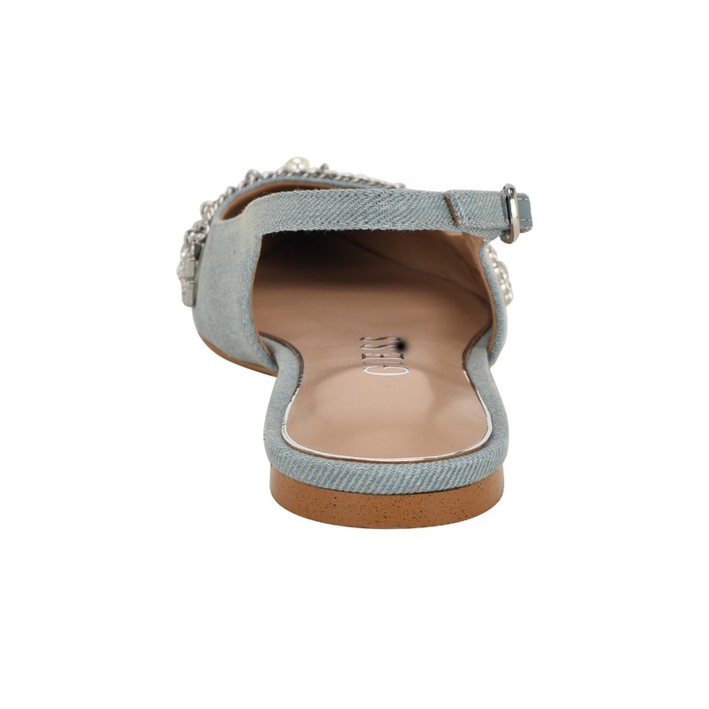 GUESS Women's Daisee Ballet Flat, Light Blue Denim 450, 5