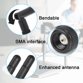 2 Pack WiFi Antenna, 3dBi High Gain SMA-Male Antenna, 2.4GHz 5GHz 5.8GHz Dual Band External Connector for Desktop Computer, Router, Wireless Network, Wireless Range Extender (black)