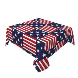 Sweetshow 4th of July Independence Day USA Patriotic Table Cloth 60 Inch Square Tablecloth Washable Tablecloth Waterproof and Stain-Proof Perfect for Decorating Kitchen Table Terraces Picnic Parties